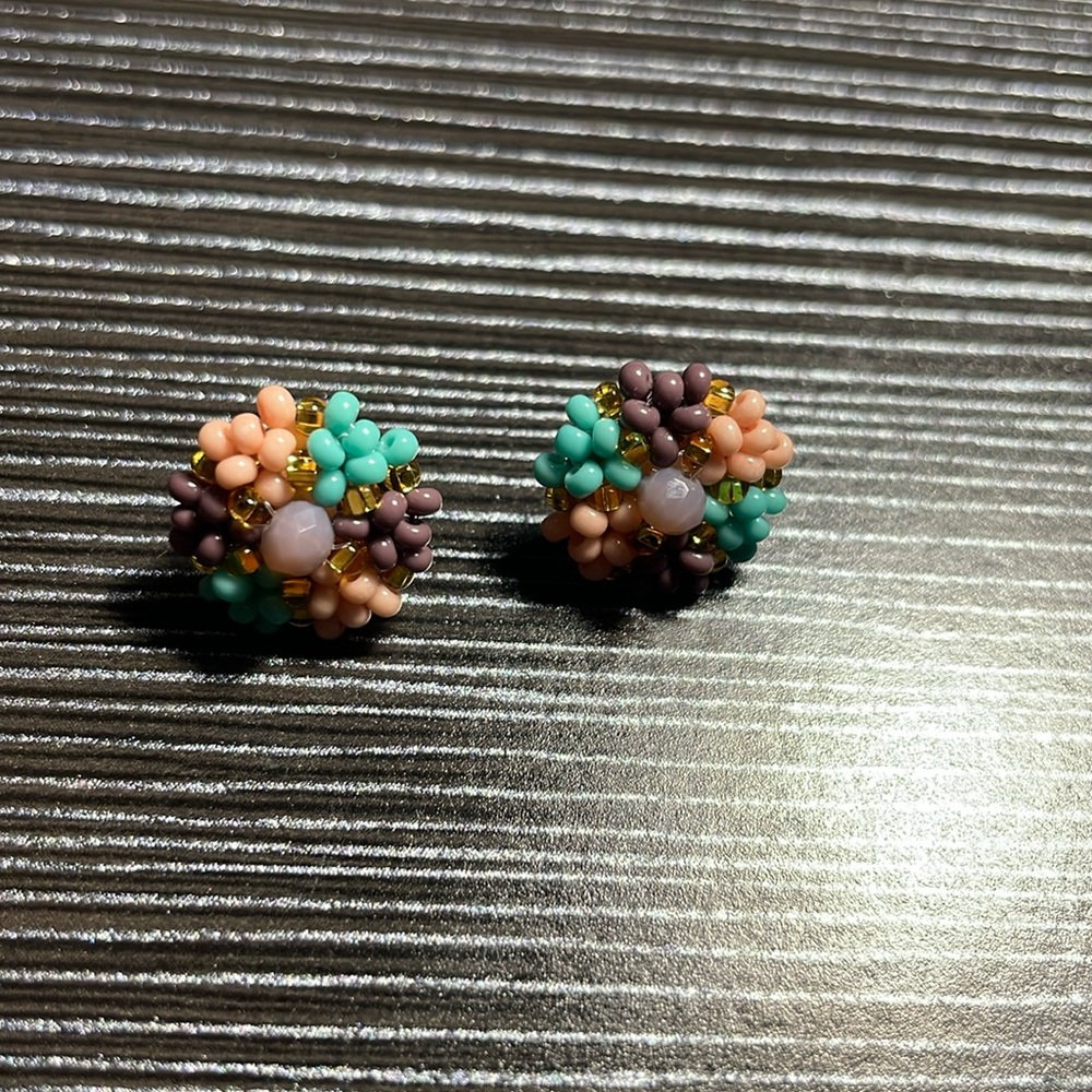 Handmade pink, purple, turquoise earrings